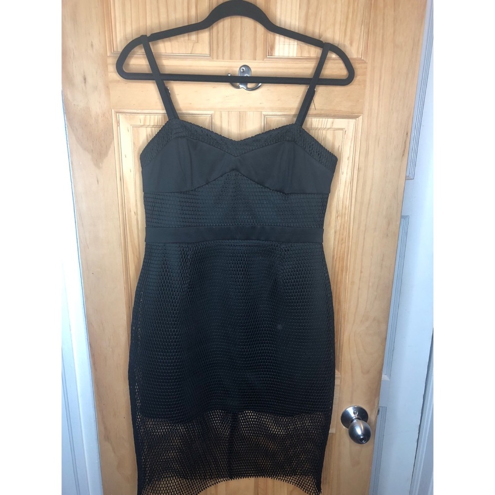 Black scuba netted mini dress